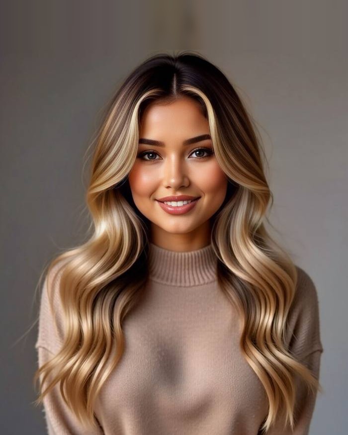 Mika Milani in a beige sweater